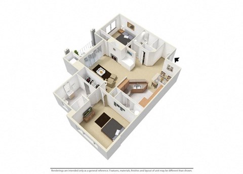 Floor plan for 2 beds, 2 baths, 1080 sqft